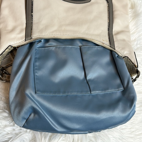 GUC Coach Kristin Python Croc Embossed Cream/Grey Leather Hand/Shoulder Bag - Picture 8 of 16